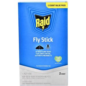 imageRaid Fly Stick Flying Insect Trap for IndoorOutdoor Use 2 Pack Over 150 Insects Per Stick Fly Sticky Trap for Flies Gnats amp Moths Lasts Up to 3 Months People amp Pet Friendly Hang or Place2