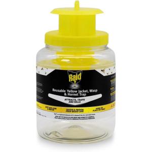 imageRaid Yellow Jacket Wasp amp Hornet Trap 1 Count Reusable Convenient Hanging Flying Insect Jar with FoodBased Lure NoSpray Fly Traps Outdoor Suitable Defense for Yards Patios amp Campsites